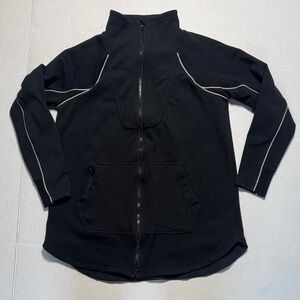 TITLE NINE Women's Warm Up Fleece Black Dual Full Zip-Up Jacket Mock Neck Size S